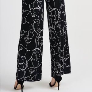 NWT- designer Joseph Ribkoff wide leg “ face print” abstract wide leg pant